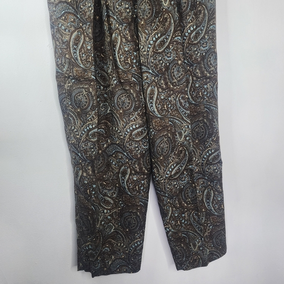 Woolrich Brown Paisley Rayon Pleated Pants - Picture 10 of 11